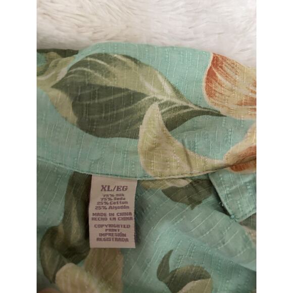 Jamaica Jazz Women’s Sz. XL green tropical Design Silk Blend Button Up Shirt - Picture 3 of 12